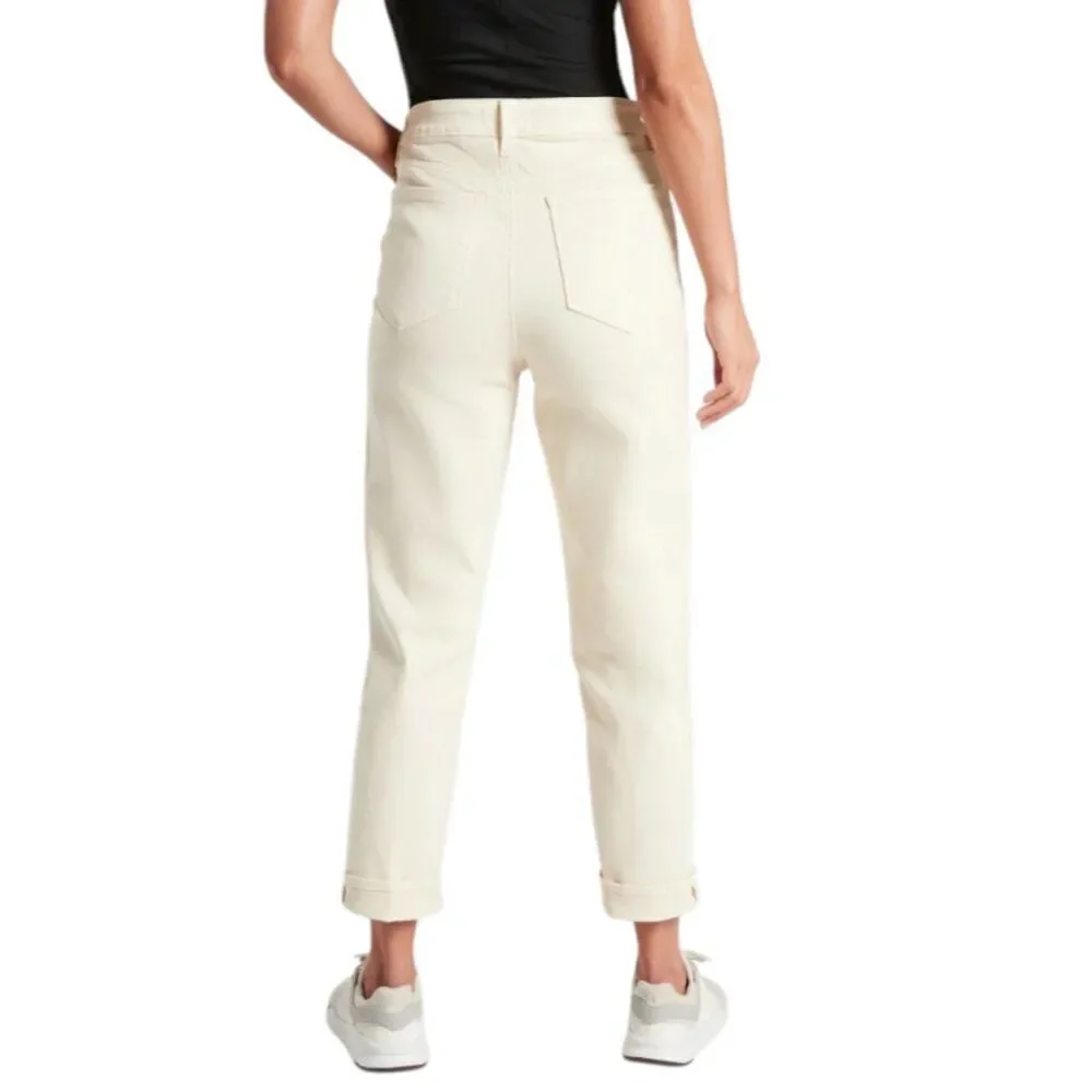 Athleta Sculptek Flex Straight Leg Ankle Stretch Denim Jean in Bone Size 16